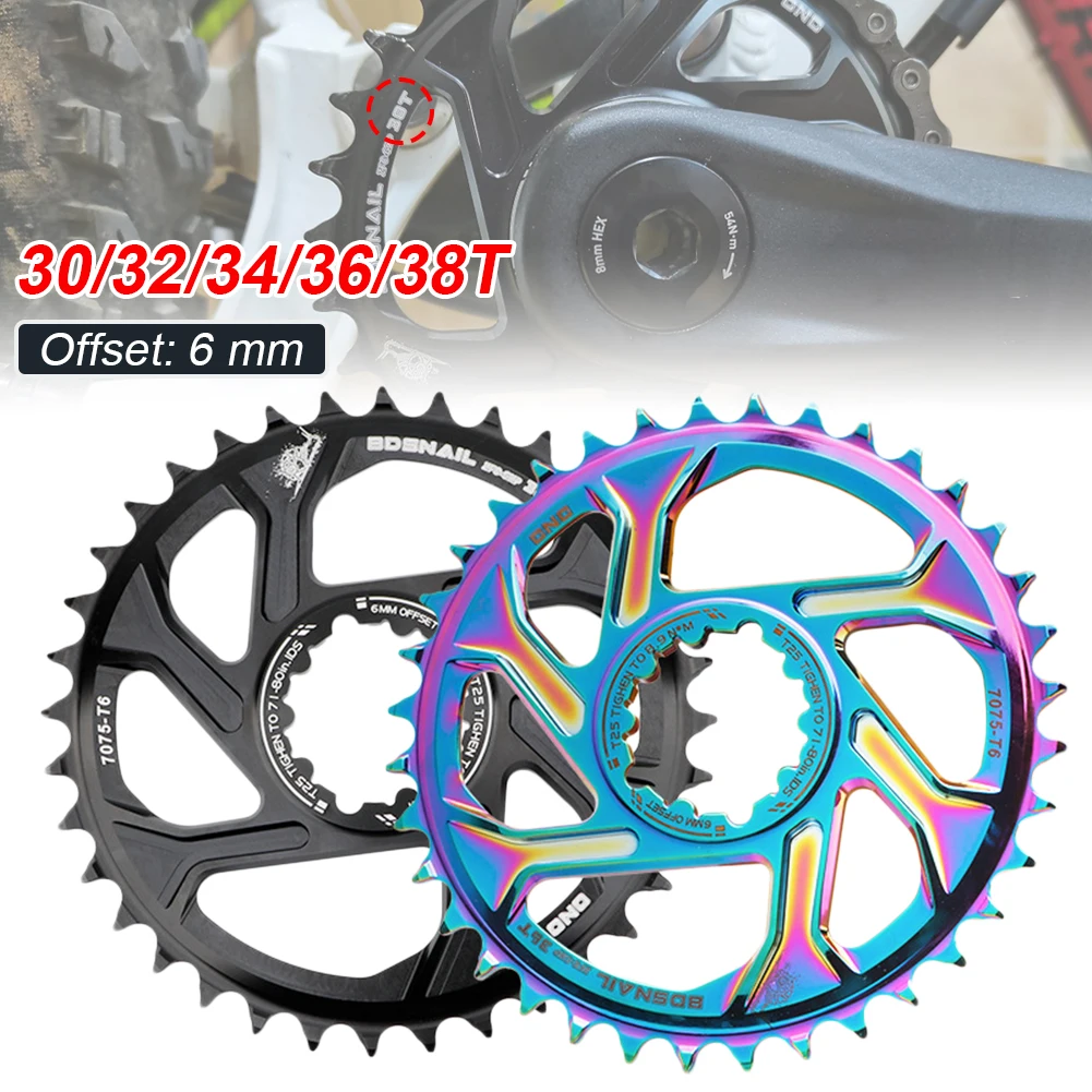 

Bike Chainring Direct Mount Single Speed 6mm Offset 30T 32T 34T 36T 38T Bicycle Chain Ring for Sram 11/12S NX XX XO GX GXP11