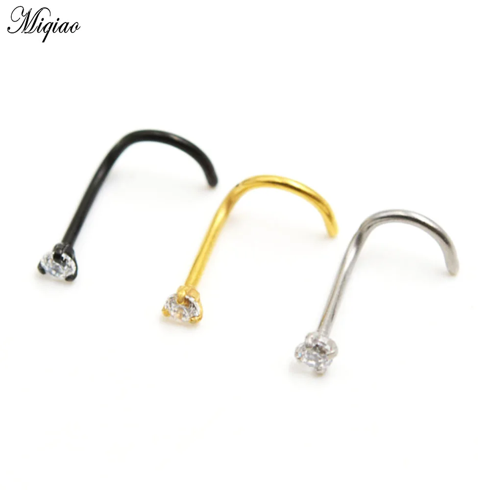 

Miqiao 2pcs 5 Word Nose Bend 2mm Round S-shaped Nose Nails for Men and Women