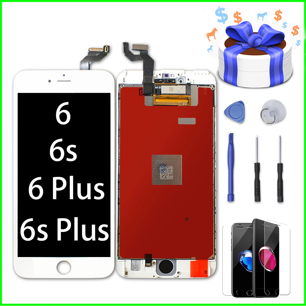 Класс ааааа Pantalla lcd для iPhone 6 6plus 6s Plus дисплей дигитайзер сборка 3D сенсорный без