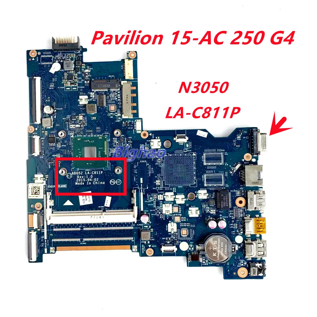 

For HP Pavilion 15-AC 250 G4 Laptop motherboard 817990-601 816433-601 DDR3 ABQ52 LA-C811P Pentium N3050 CPU Test good