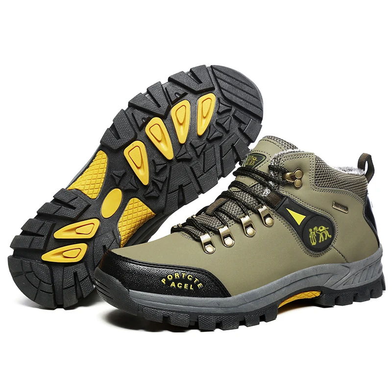 

Winter Men Hiking Snow Boots Leather Waterproof Professional Trekking Camping Climbing Shoe Mens Warm Tactical Outdoor Shoes