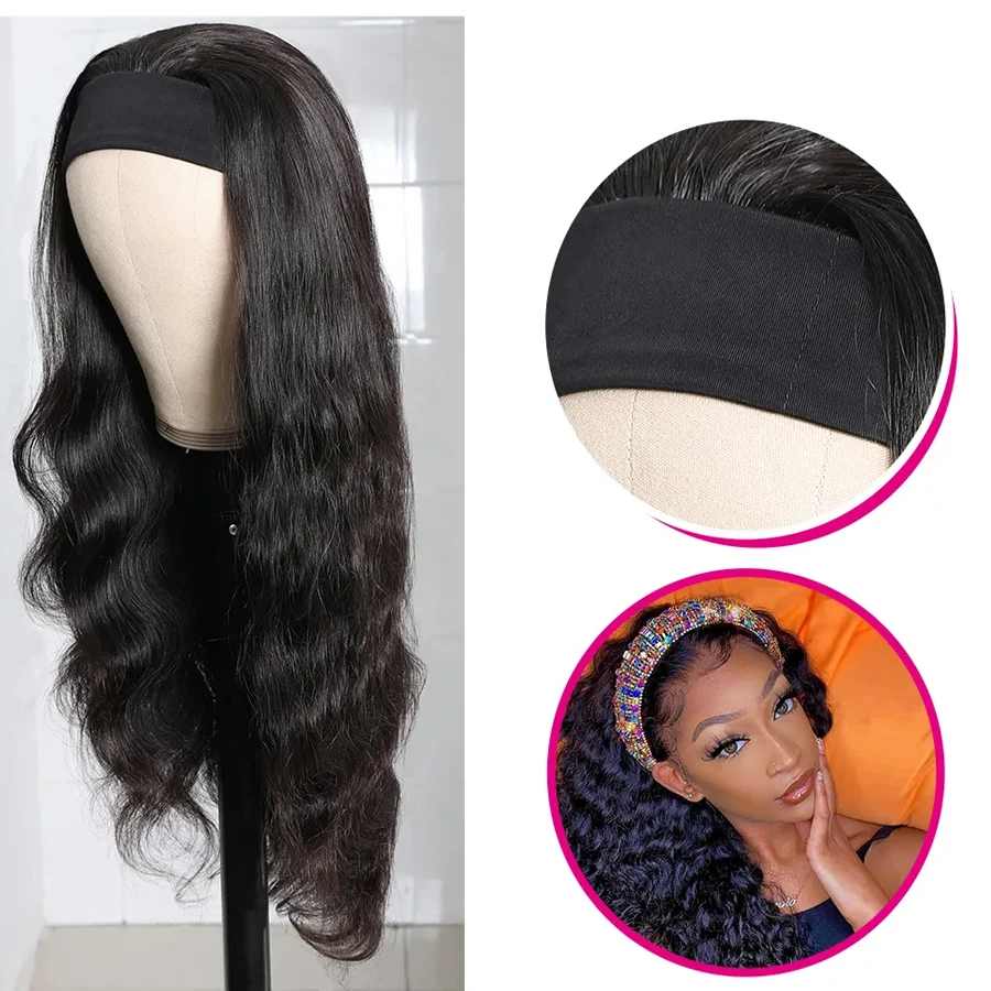 Объемные волнистые человеческие волосы рабочая бразильская повязка на голову