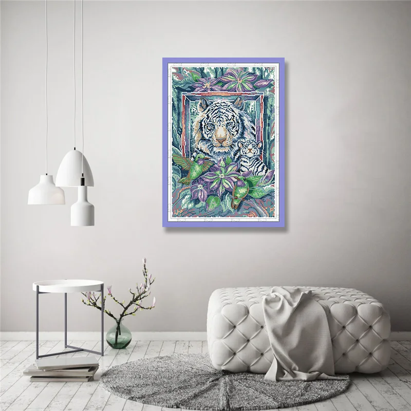 Набор для вышивки крестиком Тигр мама и сын | Дом сад