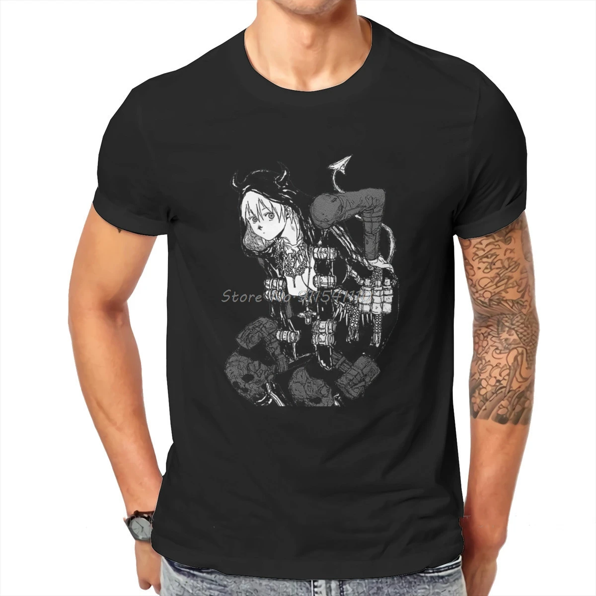 

Классическая футболка Dorohedoro из японской серии манга Nikaido Devil Design, винтажные мужские футболки, топы, свободная хлопковая Футболка с круглым в...