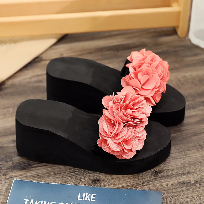 Женские вьетнамки на высоком каблуке шлепанцы для дома и улицы пляжная обувь