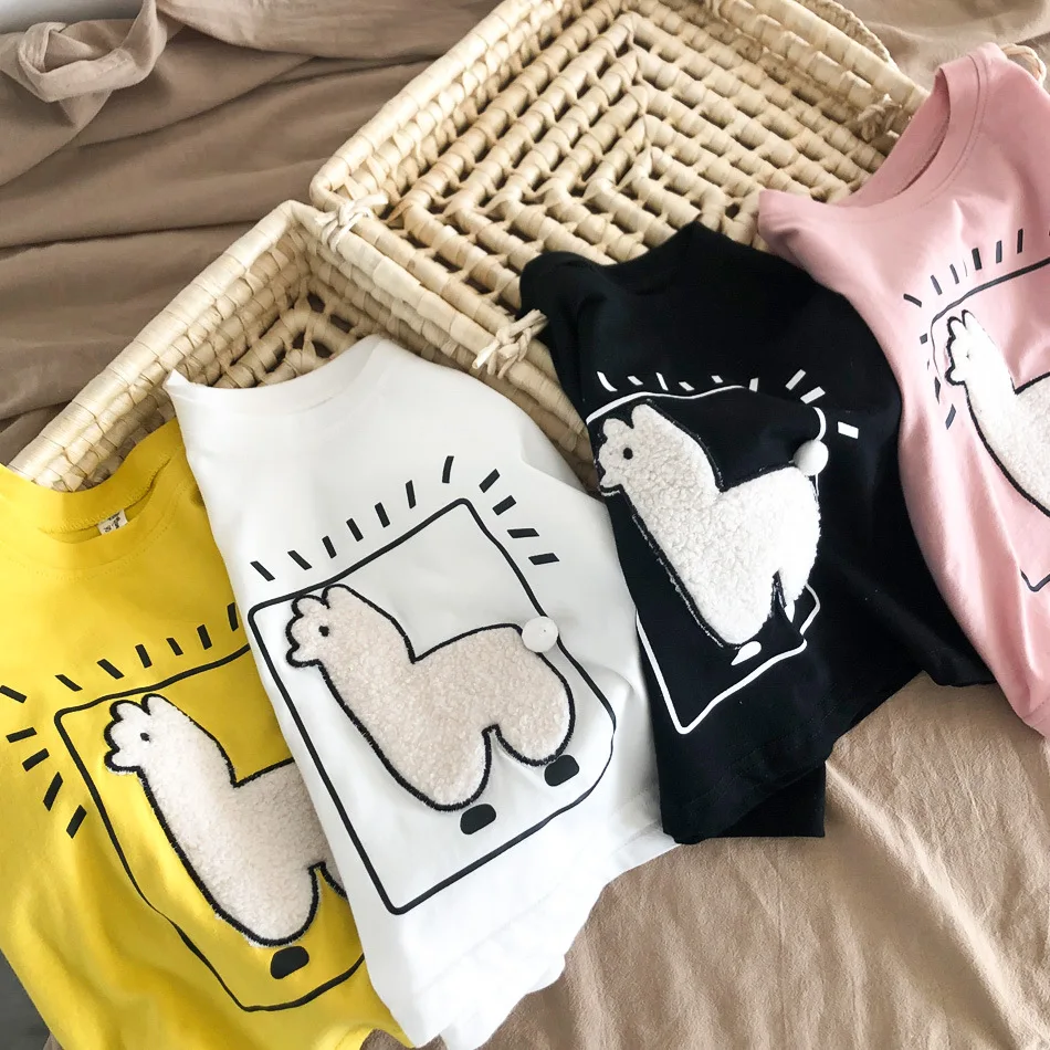 

2-8 Y Toddler Kids Tshirts 2021 Summer New Children's Korean Cartoon Cotton T-shirts Baby Boys Girls Casual Short Sleeve Tee