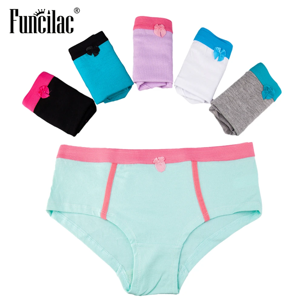 

FUNCILAC Sexy Women's Panties Solid Color Briefs Cotton Crotch Underpants Ladies Bikini Female Underwear Soft Lingerie 5 Pcs/Lot