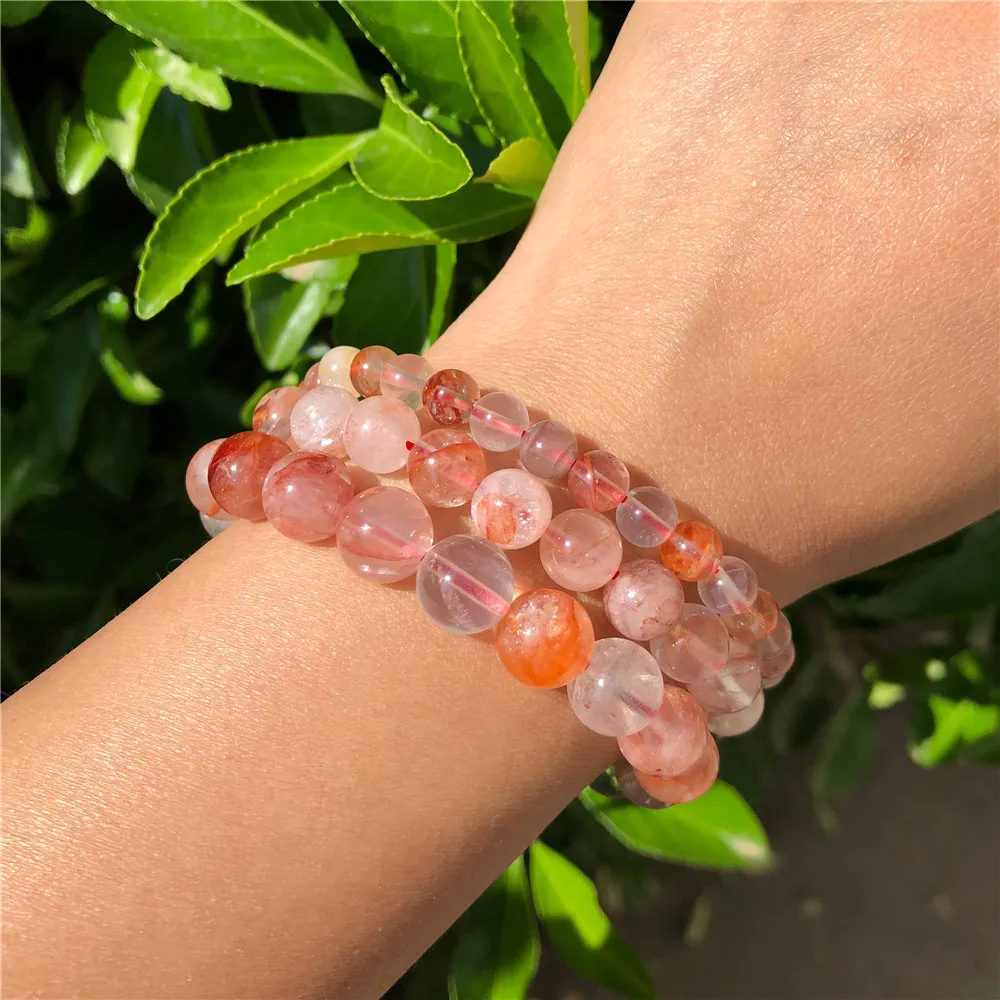 1 шт. натуральный красный гематоидный кварцевый браслет круглые бусины кристалл