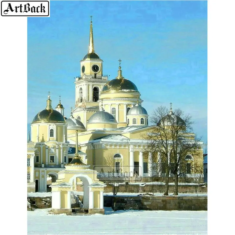 5d алмазная живопись Христос замок пейзаж полноразмерная 3d Алмазная мозаика