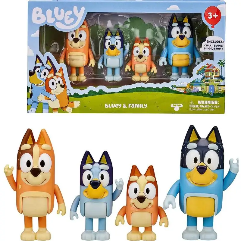 

4PCS Kawaii Animal The Bluey Bingo Action Toys PVC Figures Cute Cartoon Dog Dolls Kids Baby Family Children Birthday Gift