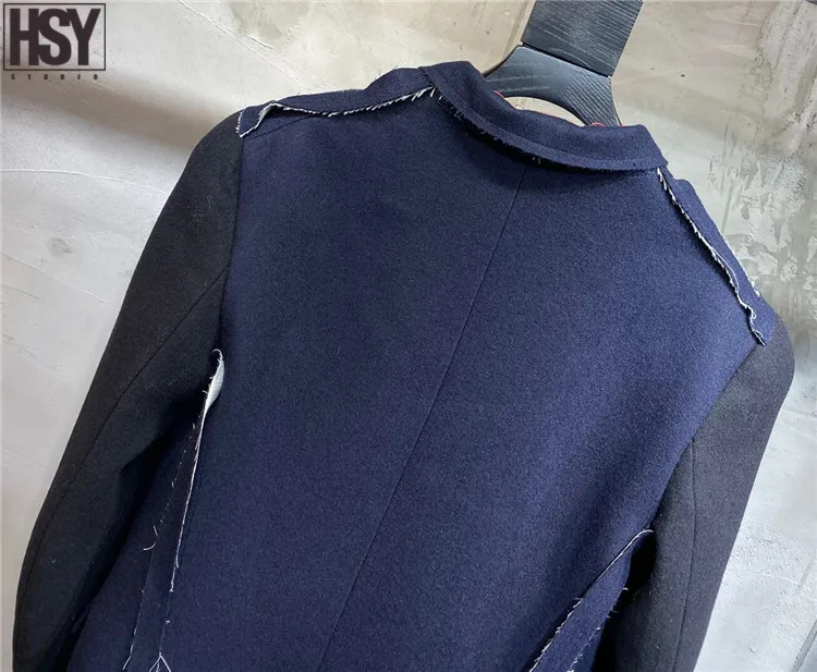 【HSY】2019 осенний зимний костюм куртка Новый женский нишевый дизайн асимметричный