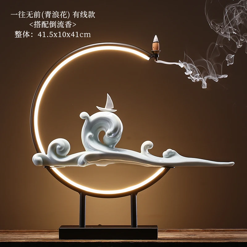

Backflow Incense Burner Decorative Waterfall Light Aroma Burner Smoke Fountain Mosquito Coil Holder Incensario Home Decor BI50IB