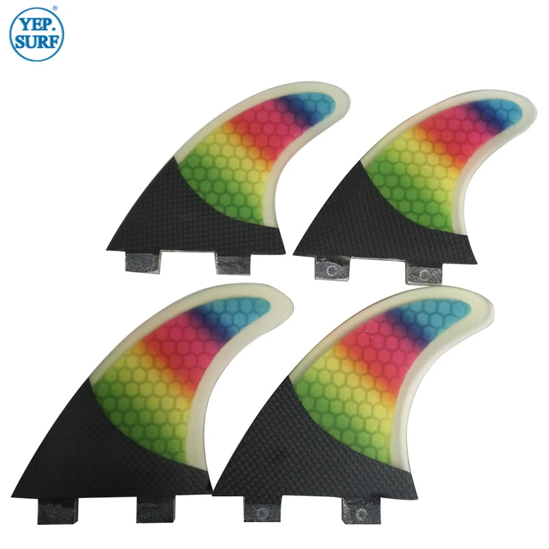 

Rainbow color G5+K2.1 quad fin Fibreglass Fins FCS Surfboard Fin in surfing Surf FCS Fins