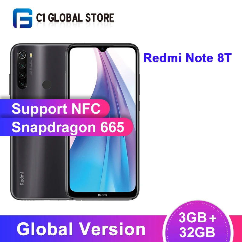 Смартфон Xiaomi Redmi Note 8T с глобальной версией 3 ГБ 32 Восьмиядерный процессор Snapdragon 665