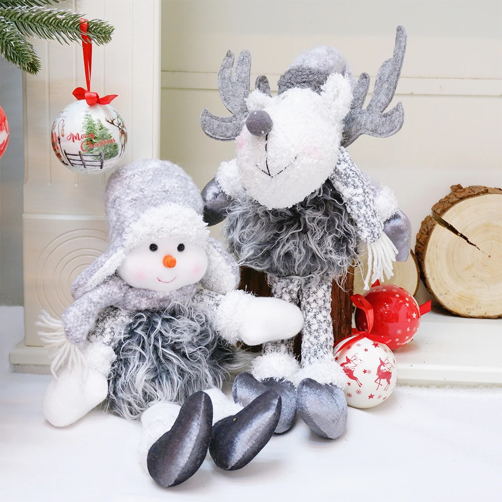 

42cm Christmas Sit Snowman Santa Claus Reindeer Plush Dolls Toy Baubles Decoration Ornaments Figures Gift Home Decor New Year