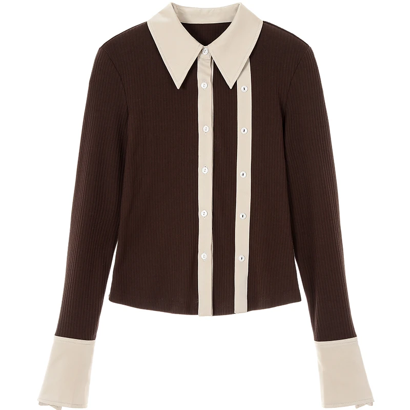 

Gagaok Office Lady Korean Retro Knitted Sweaters 2020 Spring Autumn New Patchwork O Neck Slim Chic Wild Simple Pullovers