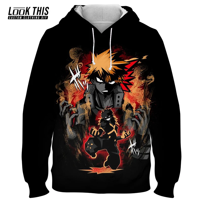 

Худи мужское оверсайз с длинным рукавом и 3D-принтом в стиле аниме