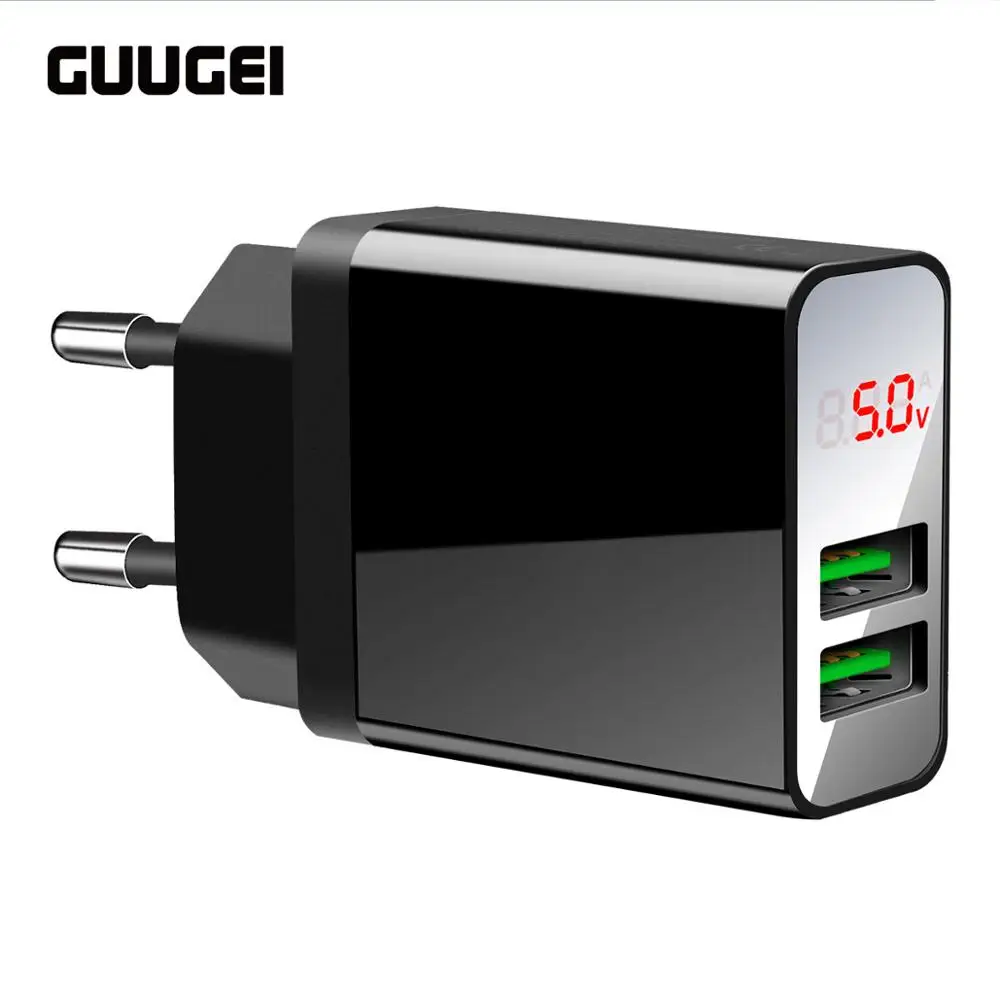 GUUGEI USB зарядное устройство Quick Charge 2 USB адаптер зарядное устройство для телефона светодиодный дисплей дорожное быстрое зарядное устройство Зарядка ЕС вилка настенное зарядное устройство