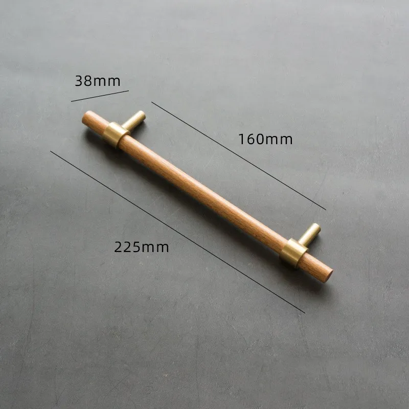 

Деревянная Мебельная ручка KK & FING, 1 шт., латунные дверные ручки для кухонного шкафа, ручки для ящиков, деревянные ручки из бука для мебельной фурнитуры