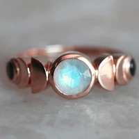 mifeiya classic rose gold color round half moon crescent moon stone ladies ring for women party wedding jewelry size 6 10