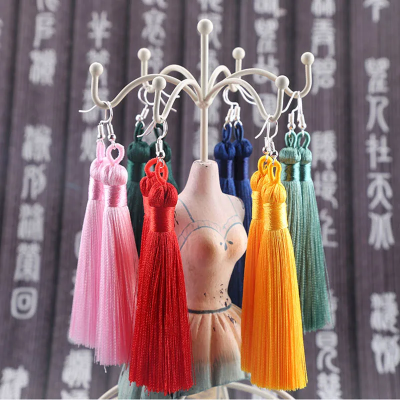 BTWGL модные богемные длинные серьги с кисточками из сплава белые красные ледяные