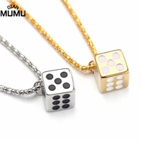 creative punk chain square gambling lucky dice pendant smooth face necklace suitable for men and women couple necklaces