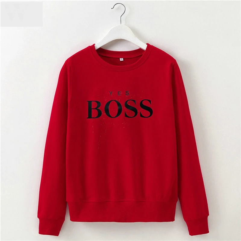 Свитшоты женские повседневные толстовки с капюшоном и надписью BOSS длинным