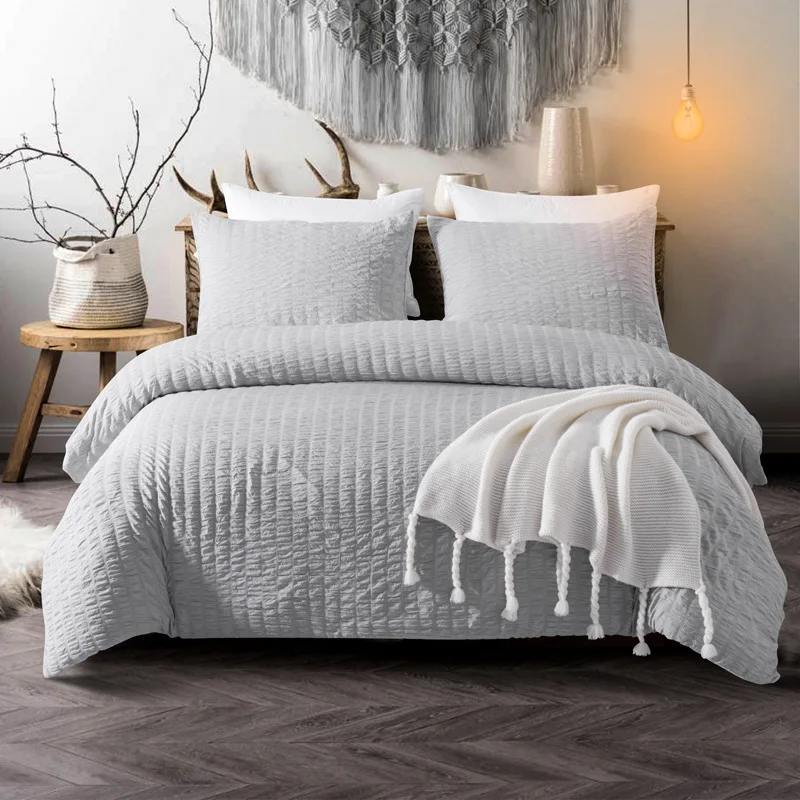

Beding Set Solid Grey White Duvet Cover Luxury Single Double Twin Full Queen King Size For Adults Home Textiles
