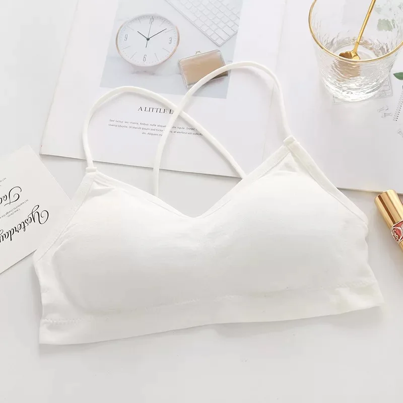 

With chest pad girl Breast wrap Bandage fashion Candy colors Student style Beautiful back No rims Base underwear Ms 5 colors