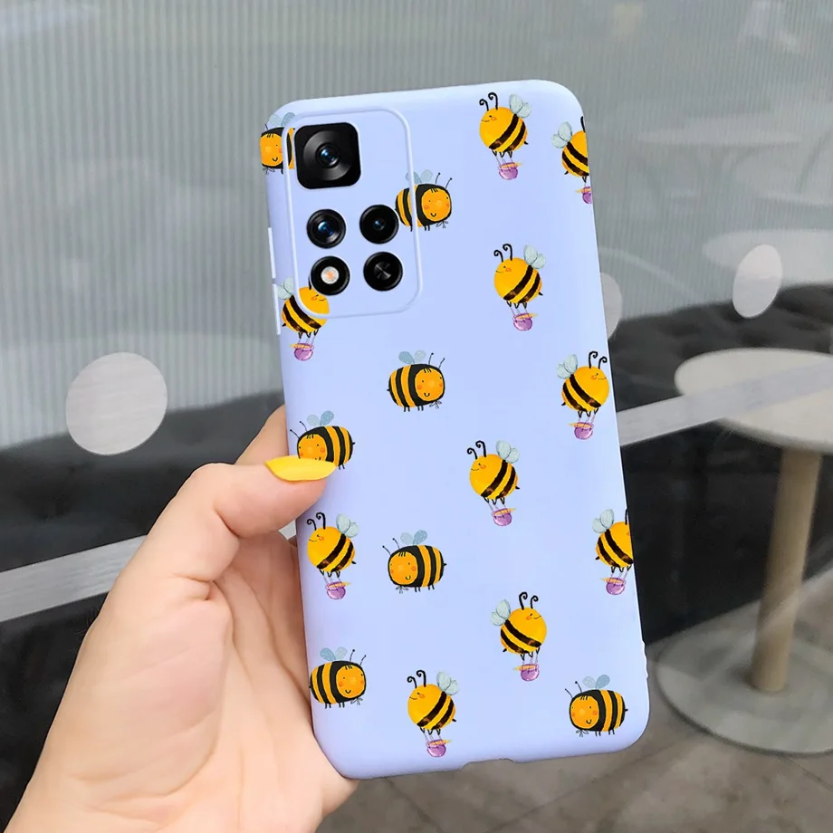 Чехол для Xiaomi Redmi Note 11 Pro мягкий чехол с рисунками из черных и розовых букв