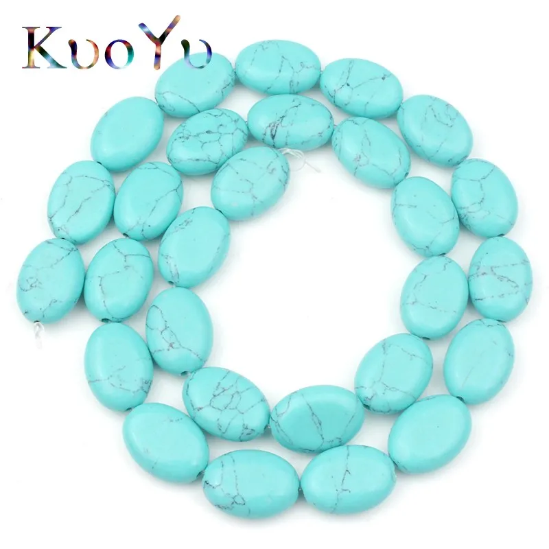 Зеленая бирюза из натурального камня 10x14 мм овальные бусины россыпью для