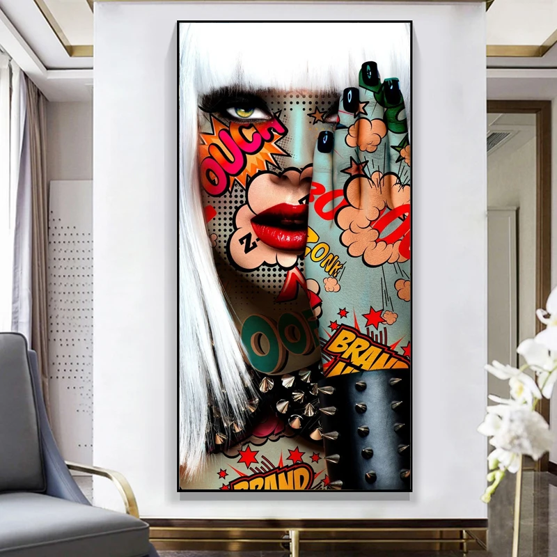 

Cool Girls Portrait Pop Art Painting Posters and Prints Wall Decor for Living Room Graffiti Wall Art Canvas Pictures Decor