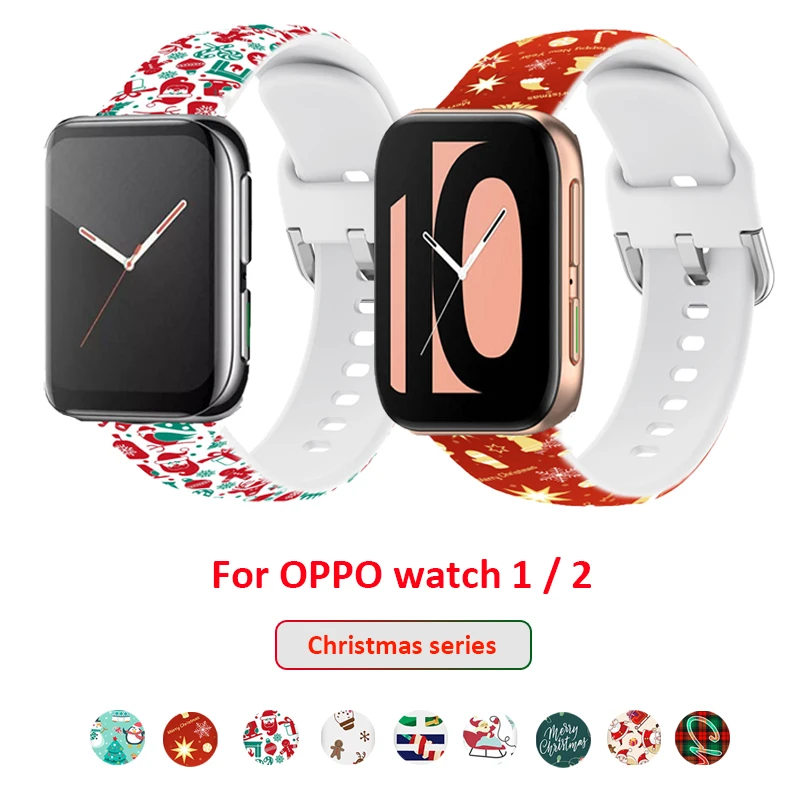 

Silicone Strap for OPPO watch 2 42mm 46mm Christmas Band for oppo watch 41mm Intelligent Watch Bracelet Christmas Accessories