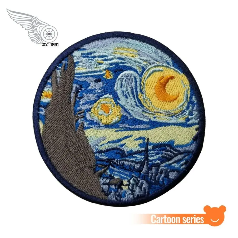 Новое поступление нашивка с вышивкой Звездная ночь Ван Гога нашивки для одежды