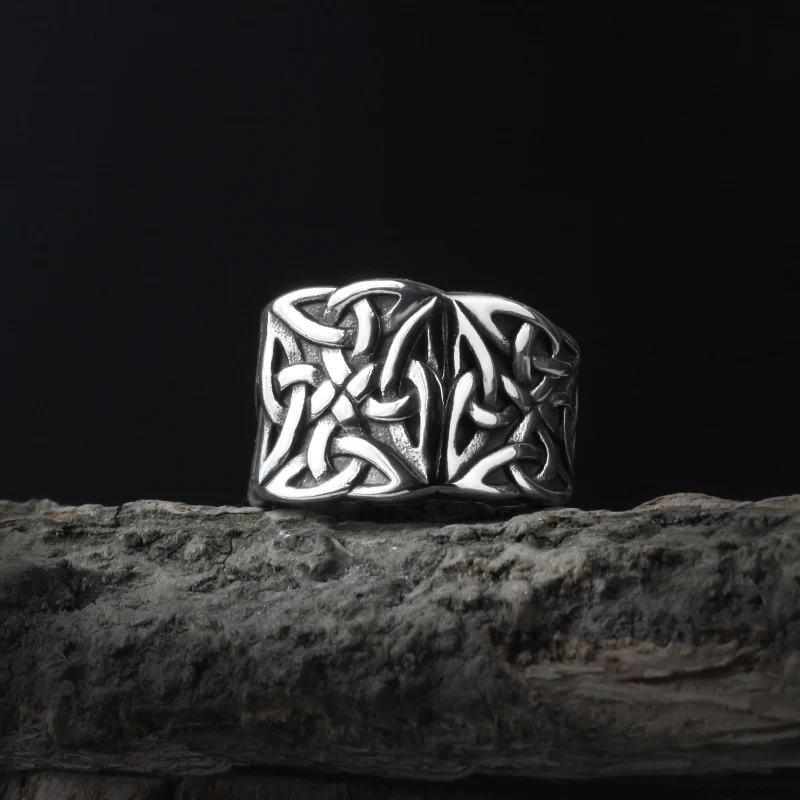 

Punk Rock Freeshipping Lucky Knot Stainless Steel Viking knot Ring Retro Norse Amulet Jewelry Dropshipping Gift For Man