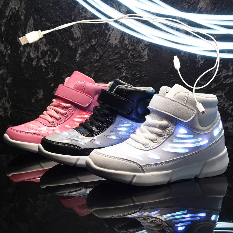 

Size 25-37 Children LED Shoes Girls Boys Sneakers with Light Kids Lighted Shoes USB Charging Glowing Sneakers with Luminous Sole