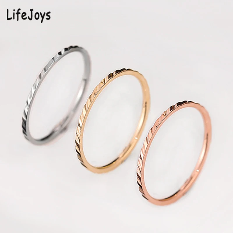 New Rhombus Ring Woman Stainless Steel Geometric Thin Ring Minimalist Couple Jewelry 1.5mm Rose Gold Silver Color Size 4 To 10