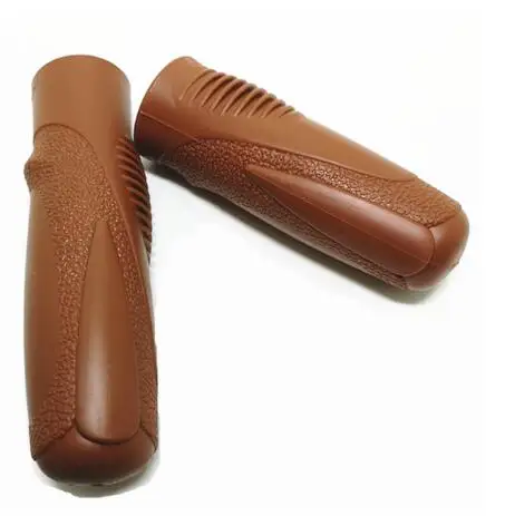 Long-short brown Q029 ручки для велосипеда в стиле ретро, винтажные ручки для велосипеда, удобные, классические, старые модели, складные, Нескользящие, резиновые амортизаторы - Цвет: Long-short brown