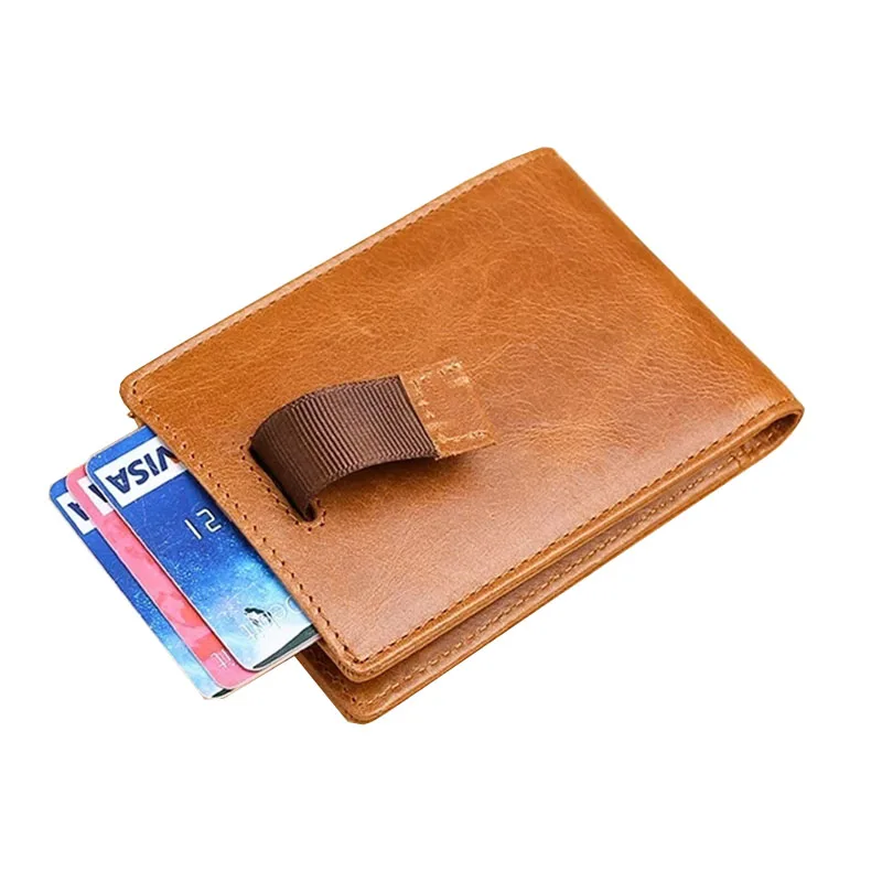 

Man Wallet Business Card Holder Mini Slim Genuine Leather Wallet Rfid Blocking Credit ID Card Holder Wallet Men Money Clip