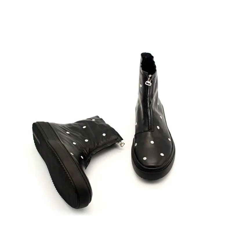 Мужские Модельные ботильоны в горошек Белые зимние Дизайнерские с вышивкой на