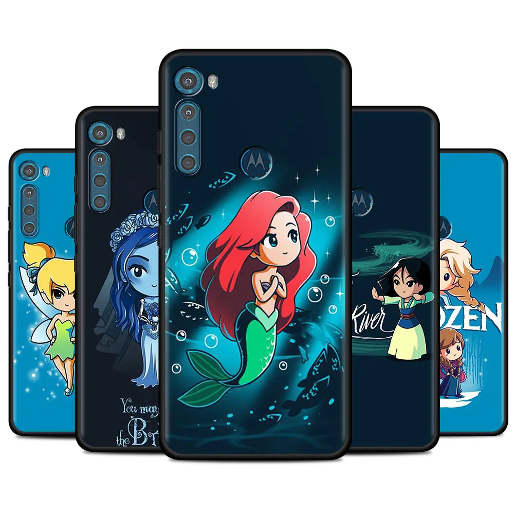 

Disney Cute Girl Luxury Case For Motorola One Fusion Plus G9 Play G9 G8 Power Lite One Hyper Cover Capa Black Soft Coque