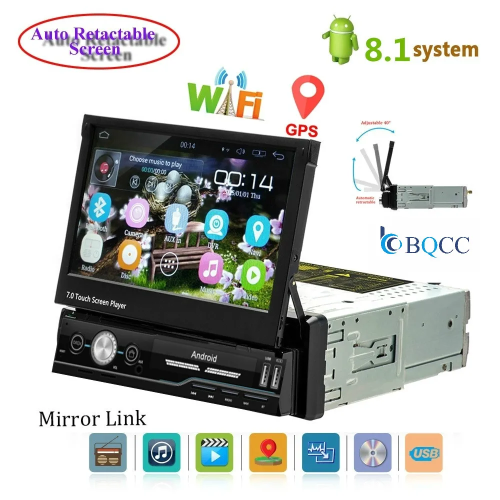 Автомагнитола 1 din автомобильный радиоприемник Android GPS 7 дюймовый сенсорный HD