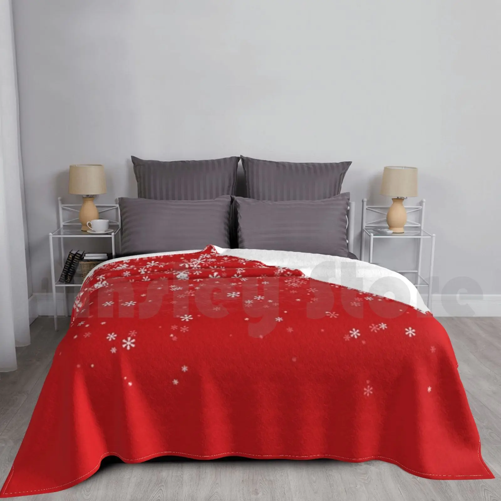 

Snow Blanket Super Soft Warm Light Thin Winter Christmas Snow Flake Red White