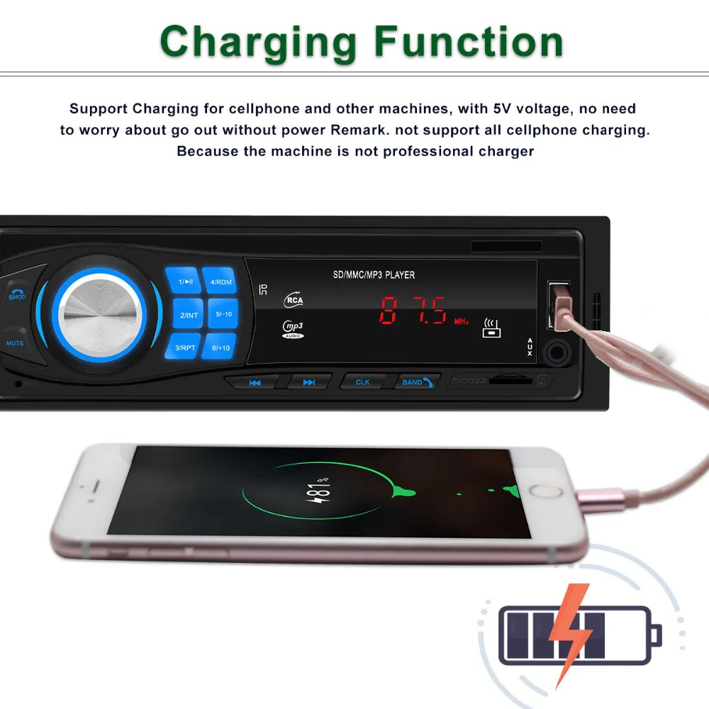 Bluetooth Autoradio 12V Car Stereo Radio FM Aux-IN Input Receiver SD USB In-dash 1 din Car MP3 Multimedia Player
