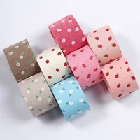 5 yards cotton linen printing ribbon for diy hair accessories bow material gift bouquet packaging ribbons clothing sewing trims