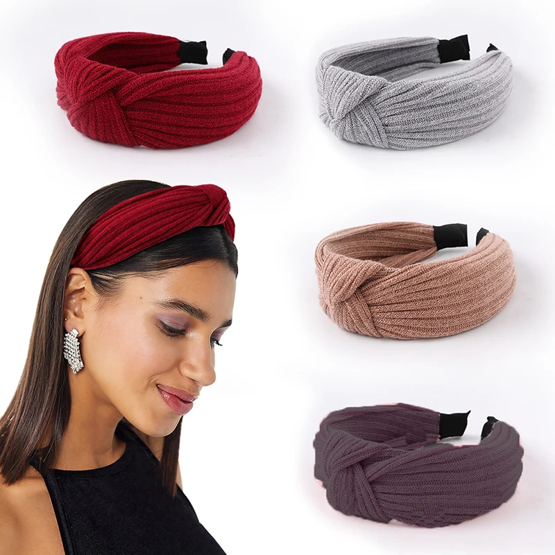 Женский обруч для волос в стиле ретро красная элегантная вязаная повязка с
