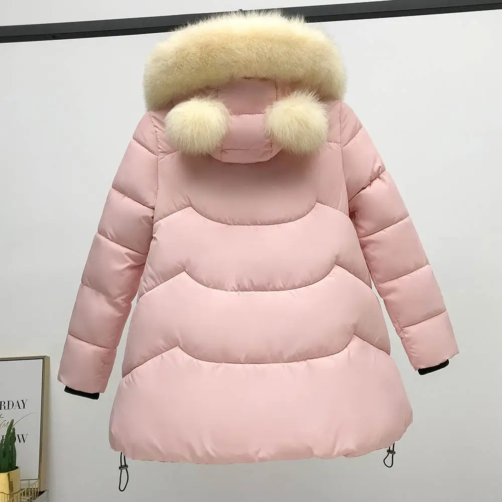 

2020 Autumn Winter Warm Thickness Padded Outwear Hooded Parkas Jacket Women Large Fur Collar Loose Cotton Padded Coat