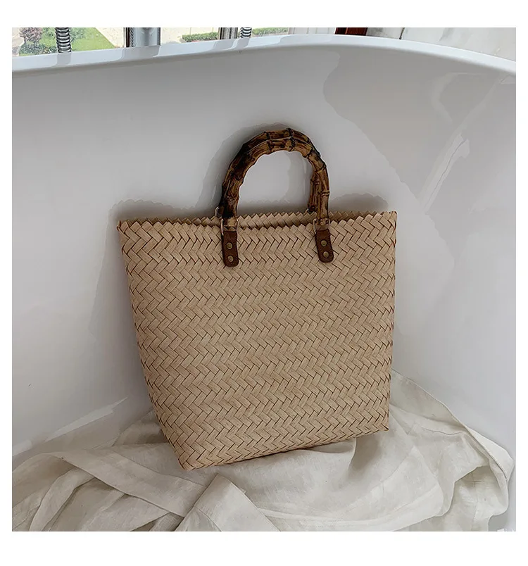 

2021 Vegetable Basket Portable Straw Bags for Women Woven Tote Handbags Handmade Rattan Beach Handbags Travel Bags Bolsas Mujer