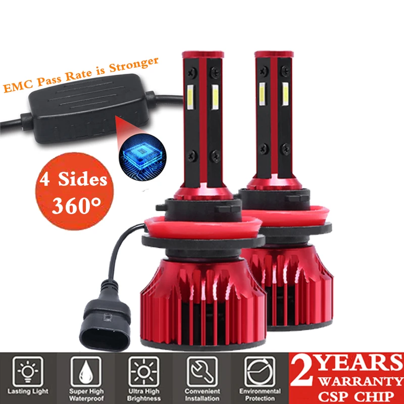 4 Sides H1 H4 H7 LED Headlight H11 HB3 9005 HB4 9006 12000LM 72W 360 degree diode Car Lights 6000K 12V 24V Auto Lamp Bulbs | Автомобили и