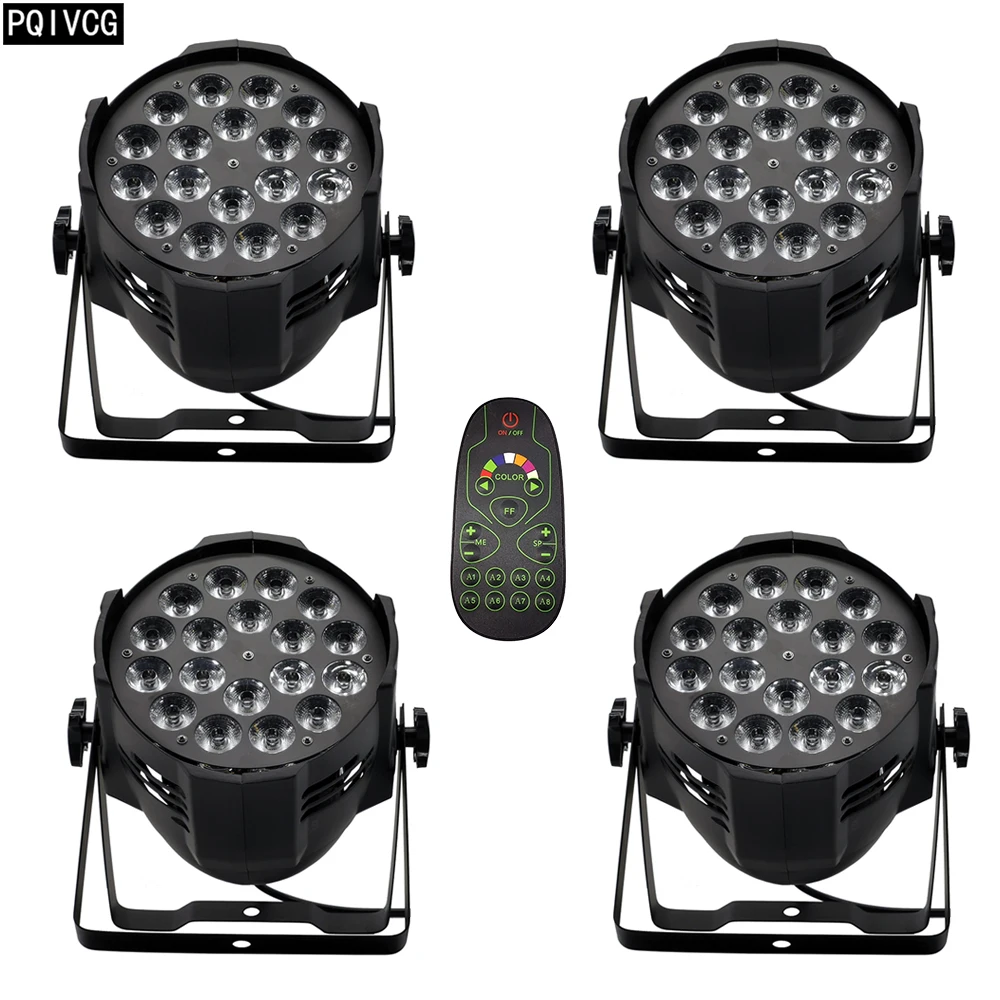 4 шт./дистанционный Led 18x12 Вт RGBW Par свет в 1 алюминиевые плоские par огни